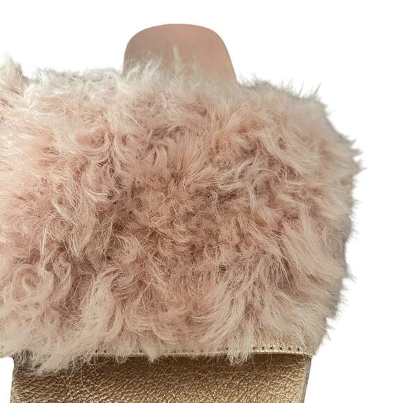 Loeffler Randall Domino Shearling Sheep Fur Flat Slide Sandal Pink/Rose Gold 9.5 - Picture 5 of 9
